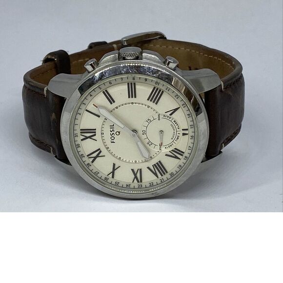 Fosssil FTW1118 Men's Brown Leather Beige Analog Dial Hybrid Smartwatch XX640 - Picture 7 of 12